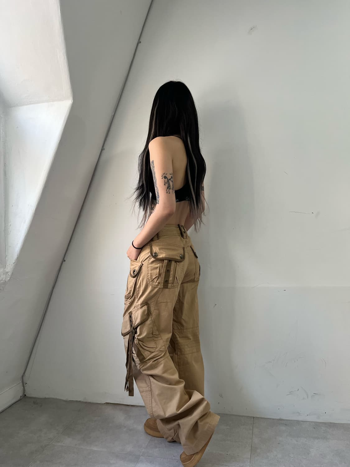 브라운 베이지 와이드 카고팬츠 상품이미지6