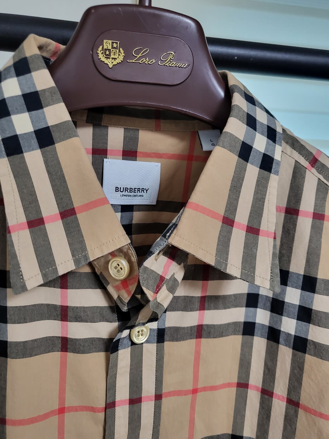 22SS 버버리 체크 코튼 포플린 셔츠 L 상품이미지3