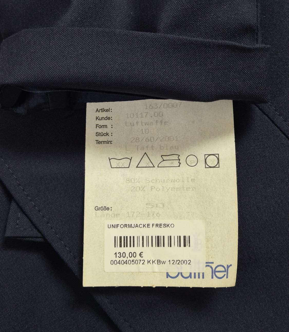 독일 공군 정복 전투복 상의 자켓 (미사용품) (L) 상품이미지8