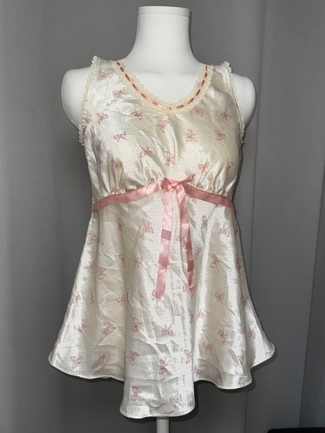 Pink Ribbon Dot Sleeveless 상품이미지1