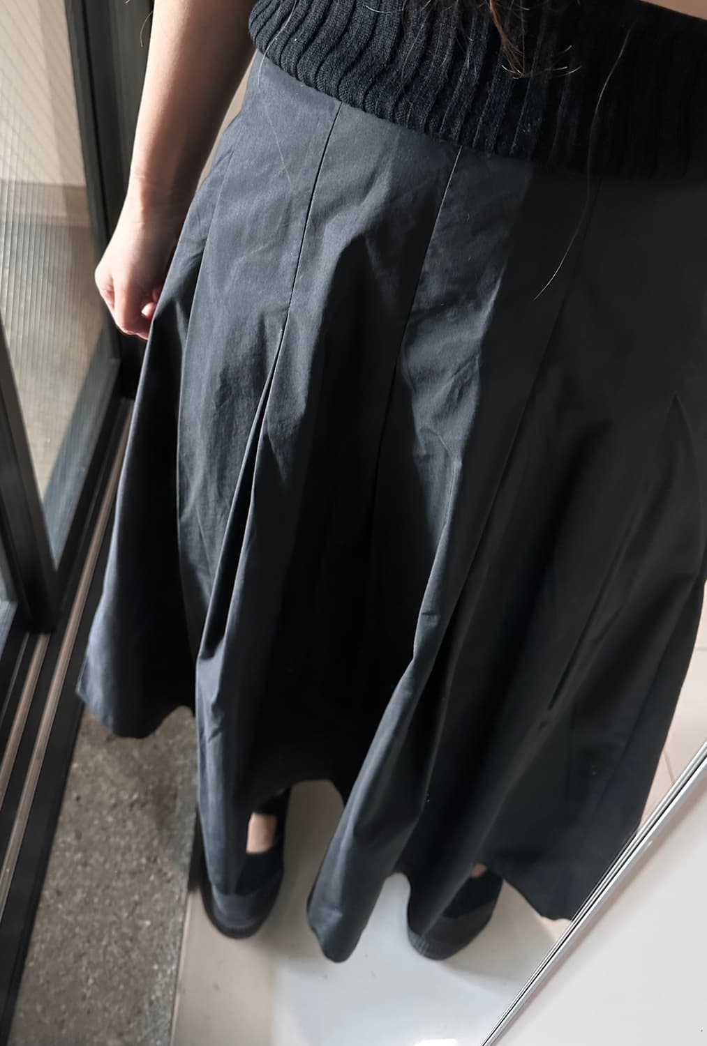 무인양품 스트레치 턱 스커트 S 블랙 상품이미지4