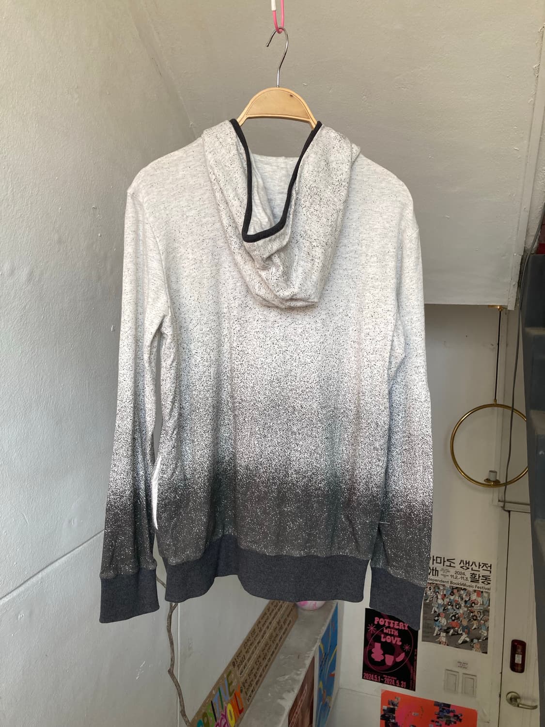 빈티지 워싱 차콜 후드집업 상품이미지5