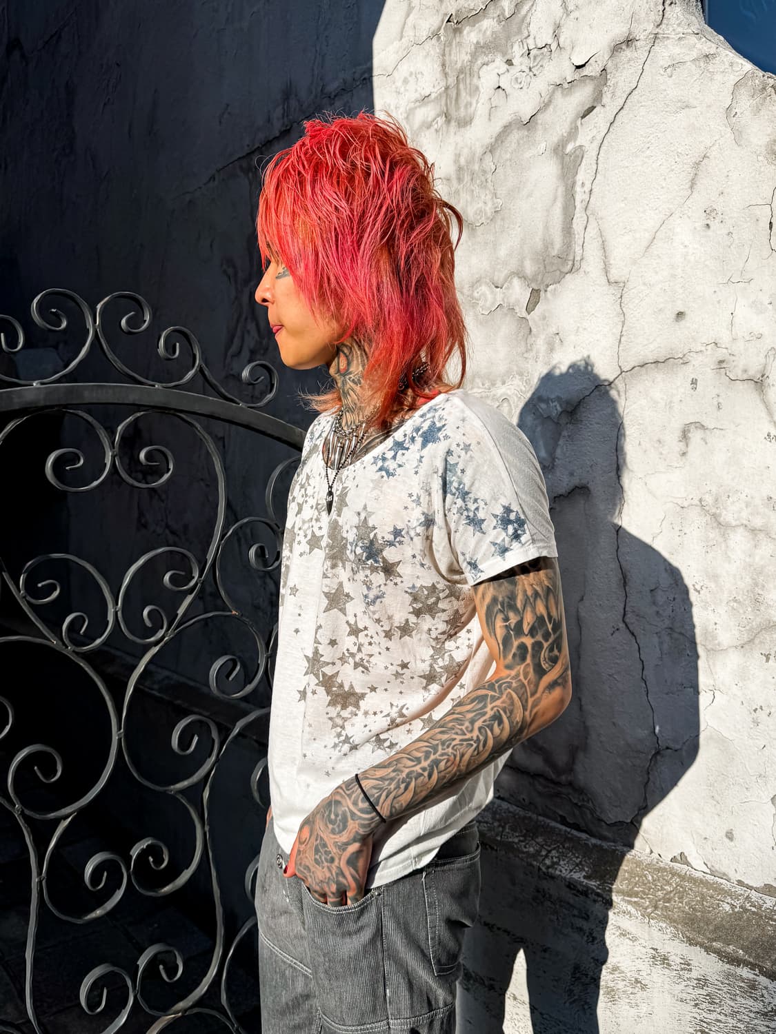 Star Print Draped T-shirt 상품이미지3