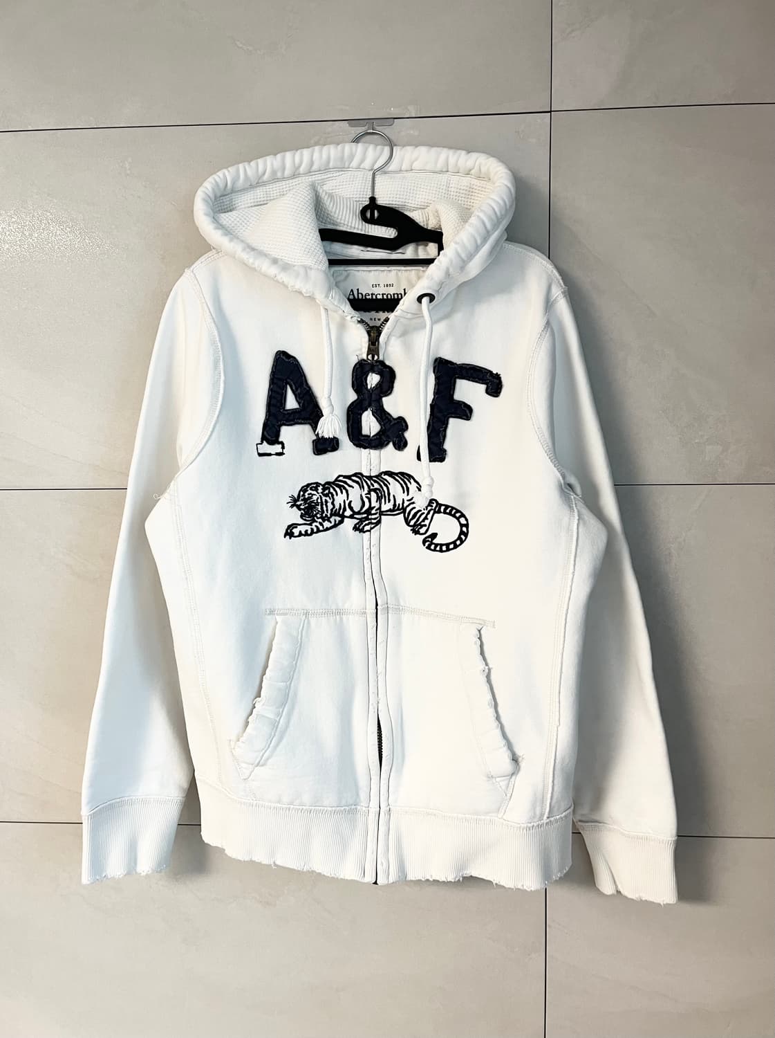 아베크롬비 극희귀 화이트 타이거 자수 후드집업 (L)  상품이미지1