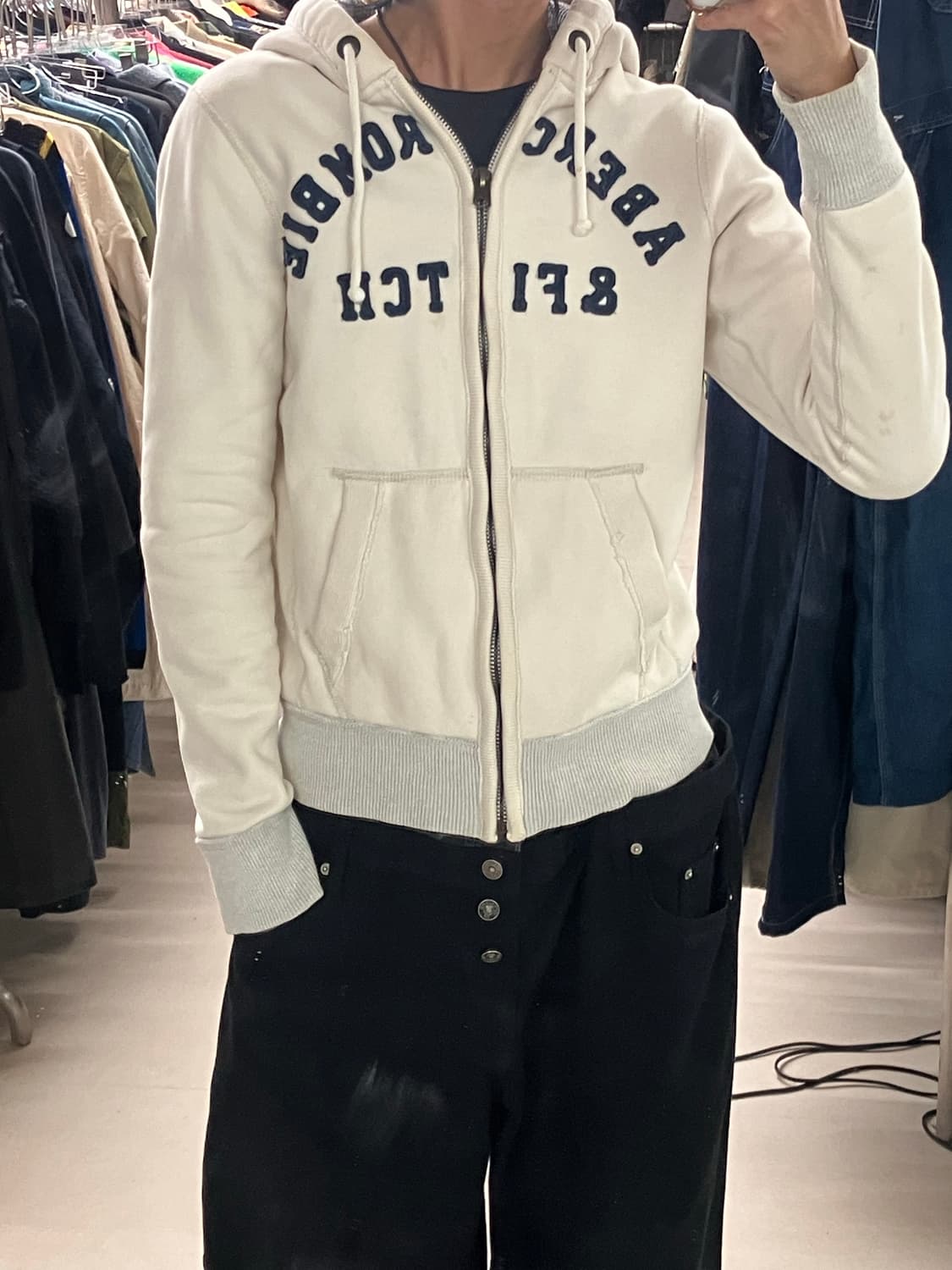 아베크롬비 화이트 후드집업 S 상품이미지7