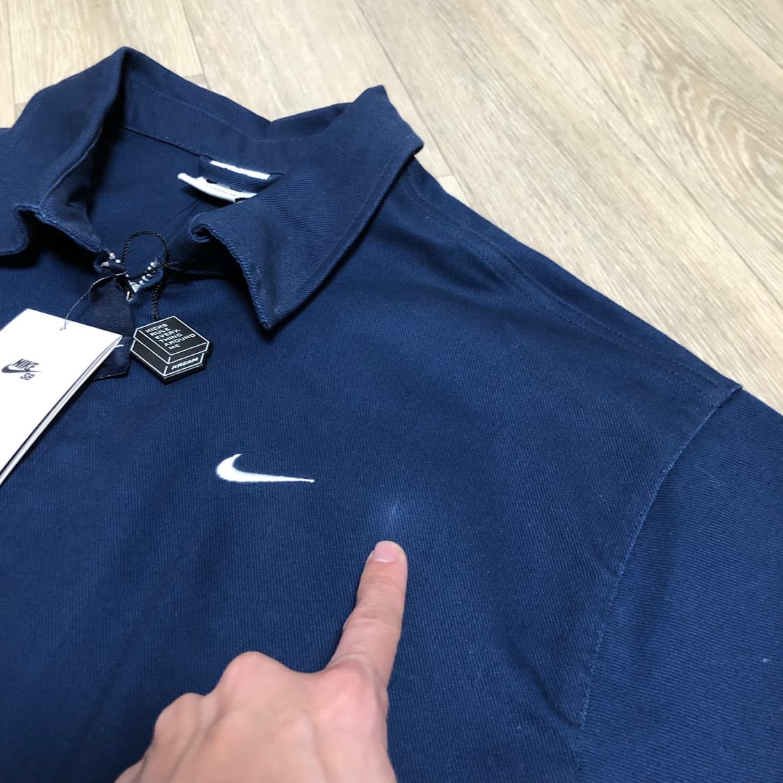 (M) 새상품 나이키 NIKE SB 경량 스케이트보딩 드리즐러자켓 네이비 상품이미지3