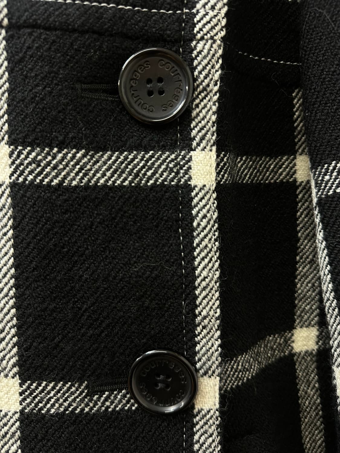 COURRÈGES 꾸레쥬 체크 울100% 더블 코트 japan 상품이미지3