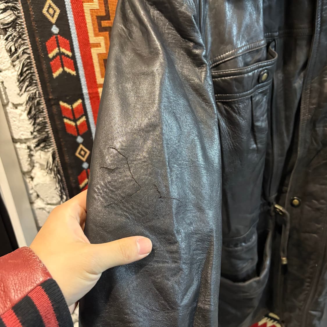 TOSKANA 빈티지 양가죽100% 롱 코트 레더자켓 상품이미지6