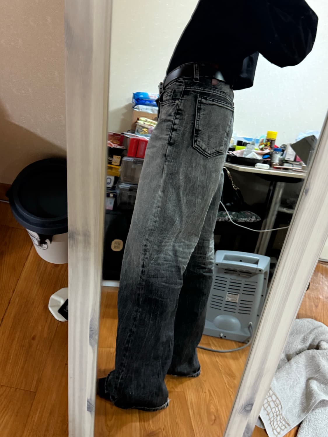 엘무드 - 맥스와이드 데님 팬츠 (볼트블랙/44) 상품이미지7