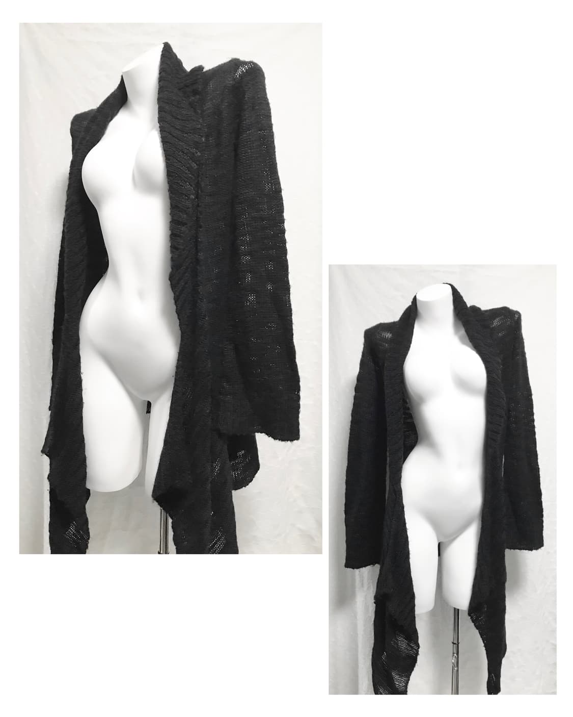 빈티지 vkei 아카이브 드레이프 언발 니트 롱 가디건 상품이미지1