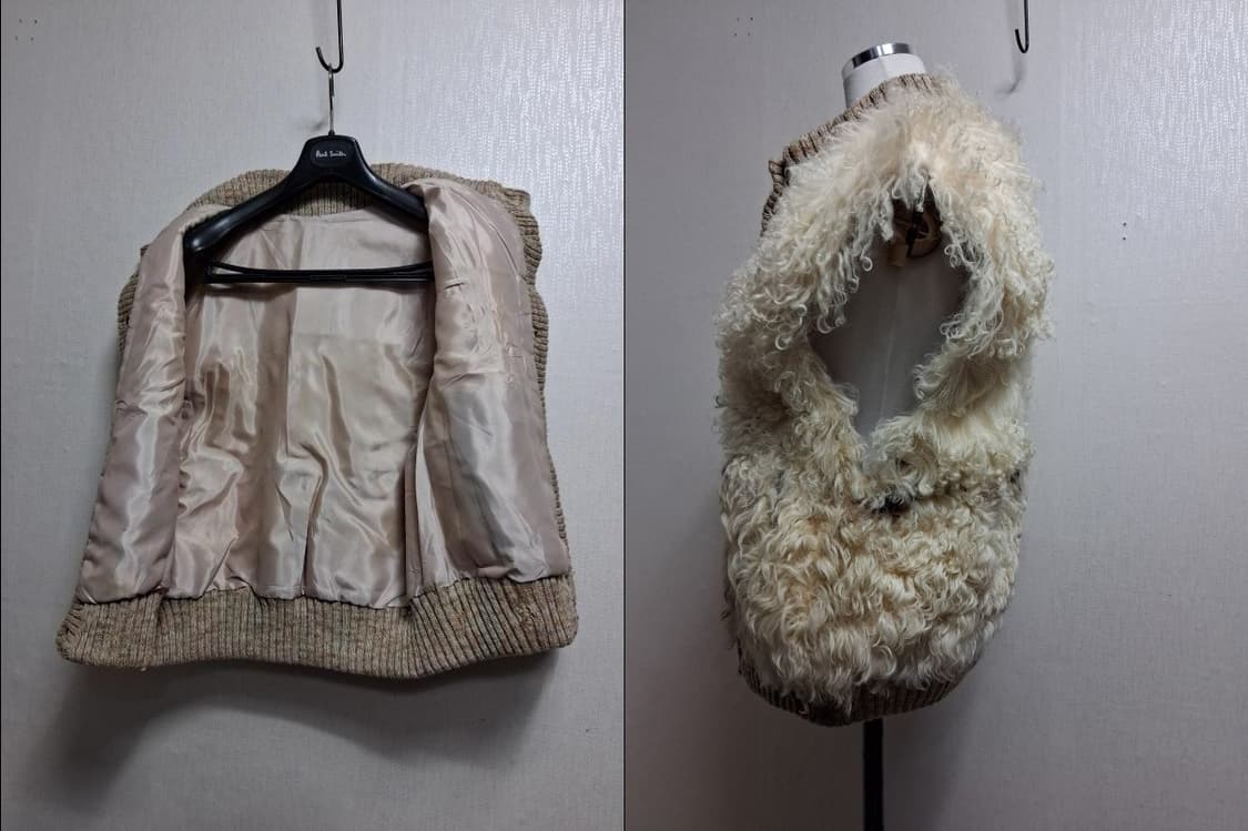 일본빈티지 꼬불이 양털조끼 순모울니트배색 가오리루즈핏 66
원산지 일본  상품이미지4