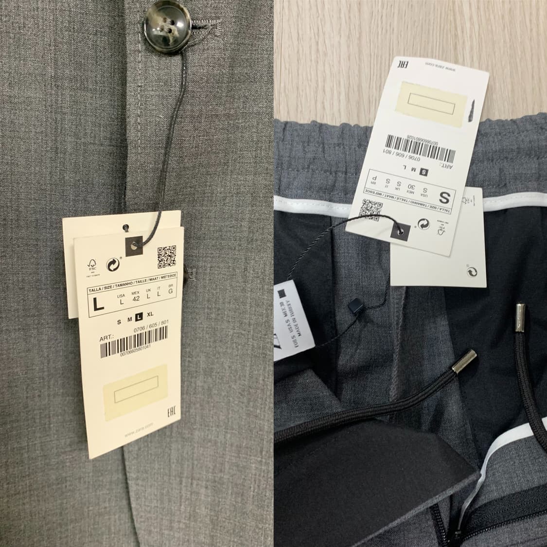 자라 오버사이즈 울 셋업 수트 그레이 새상품 상품이미지9