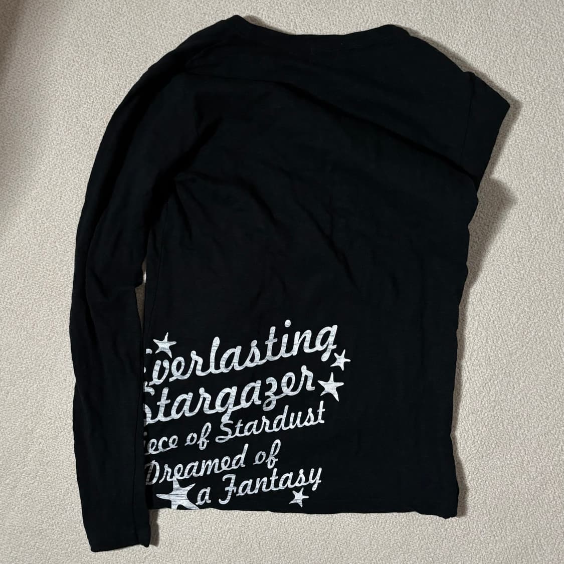 일본빈티지 갸루 y2k 블랙 레터링 쭉티 딱붙 롱슬리브 탑 상품이미지3