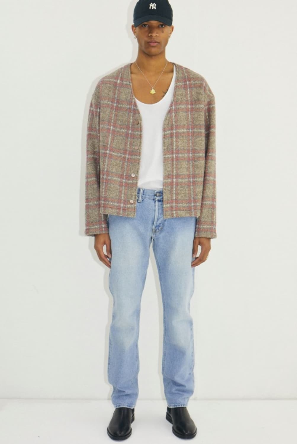 크러쉬어게인 체크 트위드 가디건 free size 상품이미지2