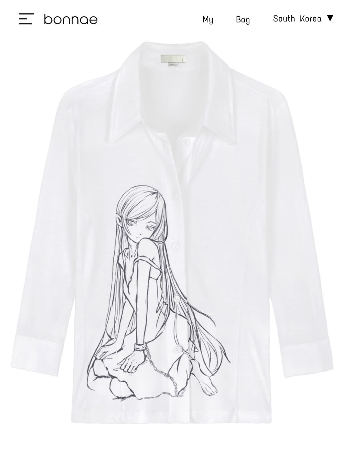 Bonnae) Three-quarter sleeve shirt  상품이미지1