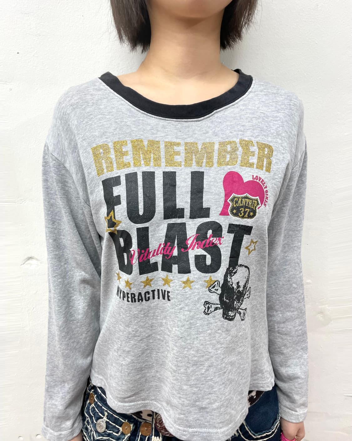 Skull Heart Grey Long Sleeve 상품이미지3
