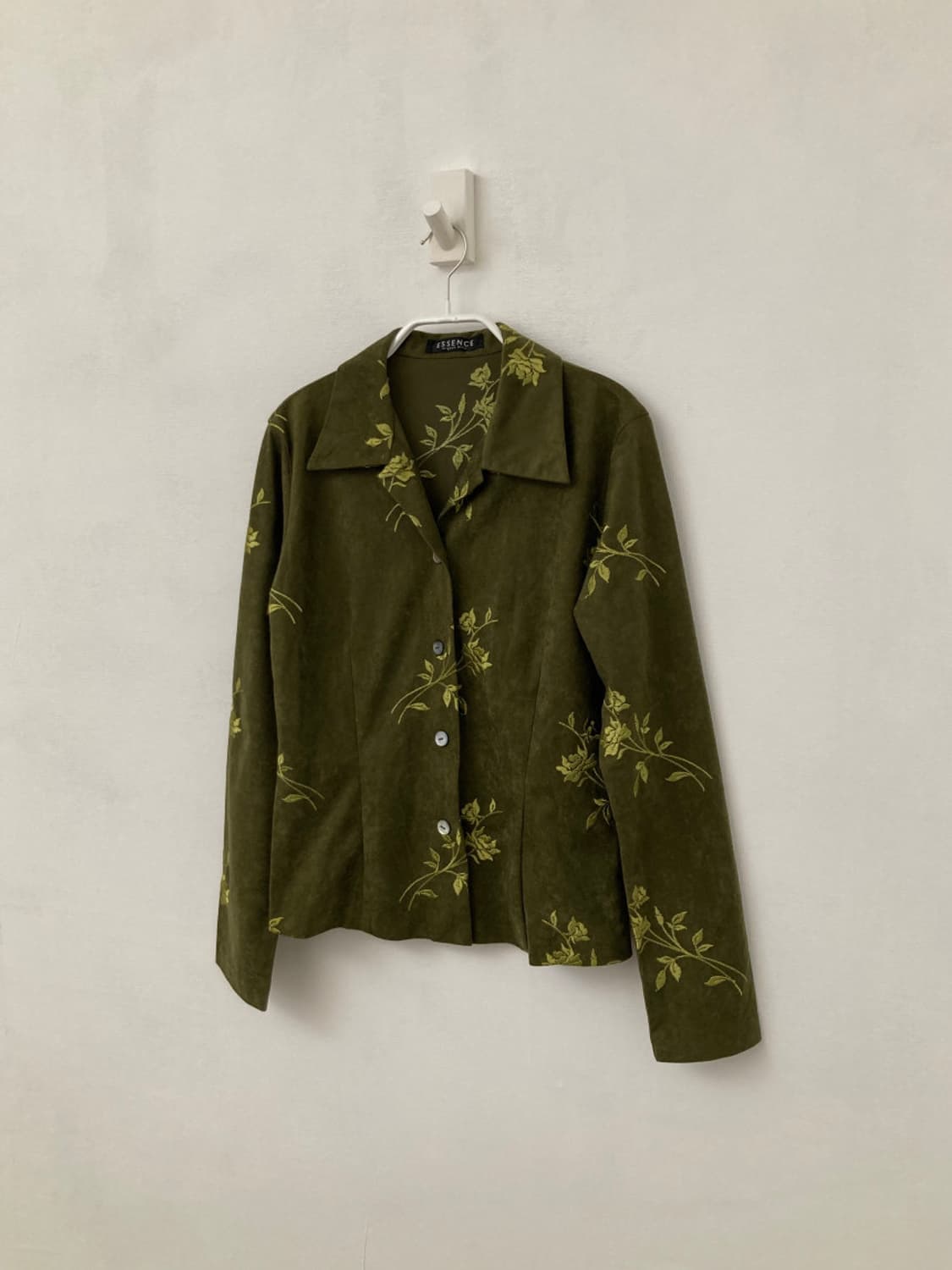 ESSENCE 빈티지 그린 벨벳 자수 셔츠 상품이미지1