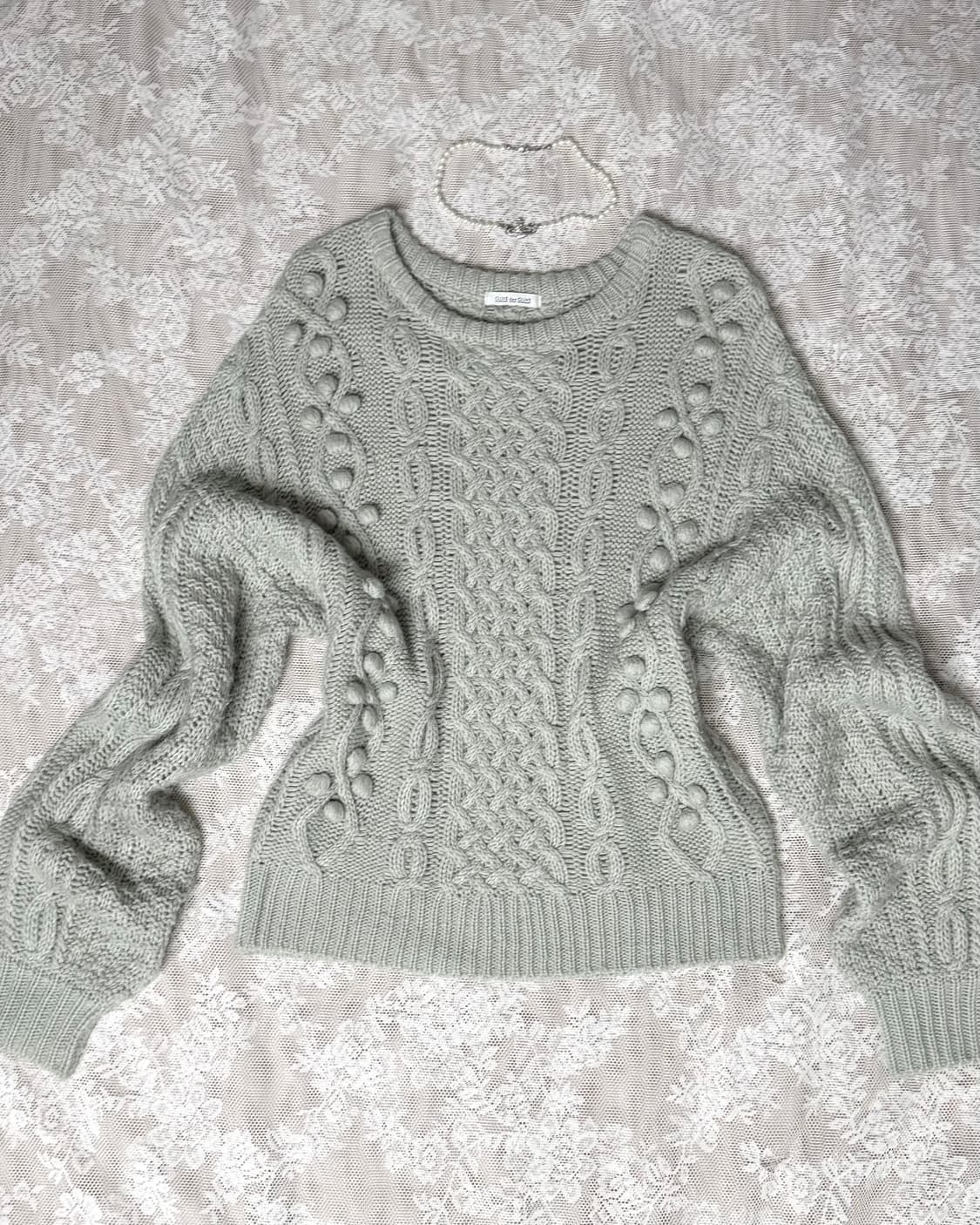 민트 오버핏 꽈배기 니트 상품이미지4