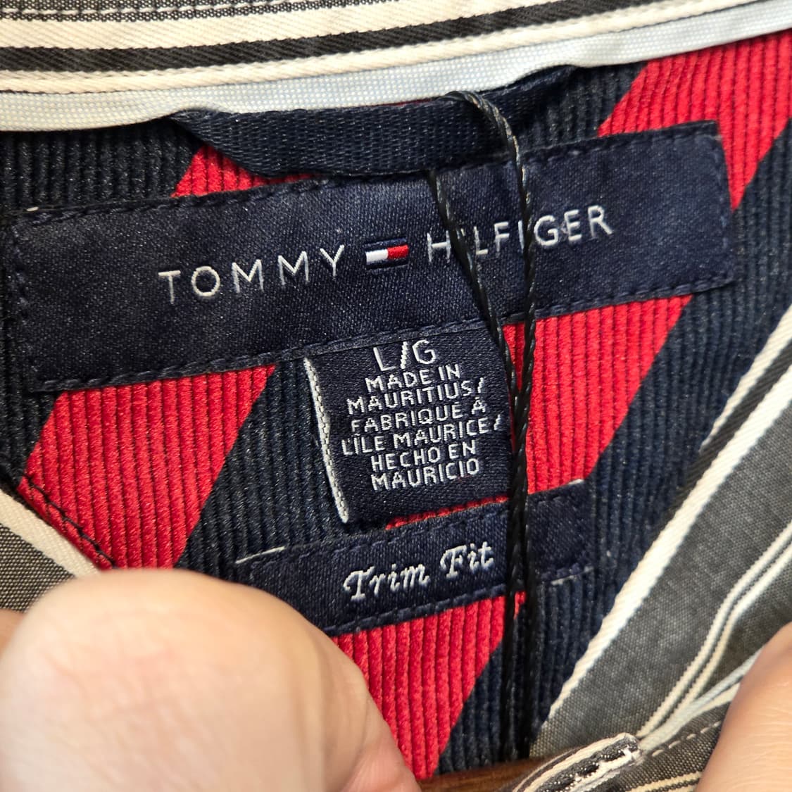 타미힐피거 그레이 스트라이프 오버핏 셔츠 상품이미지8