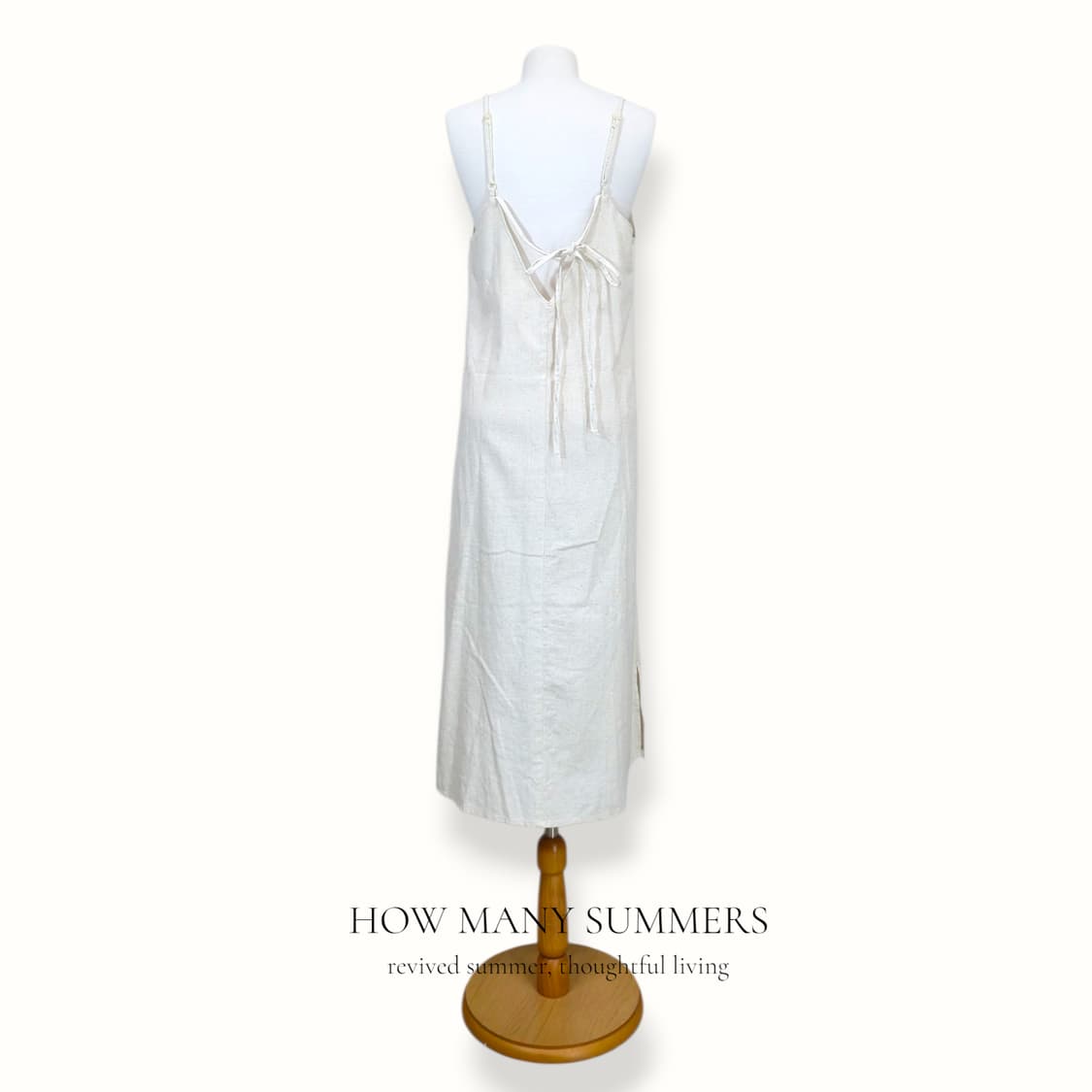 GRL 린넨 혼방 롱 원피스 L 화이트 백리본 뷔스티에 트임 상품이미지3