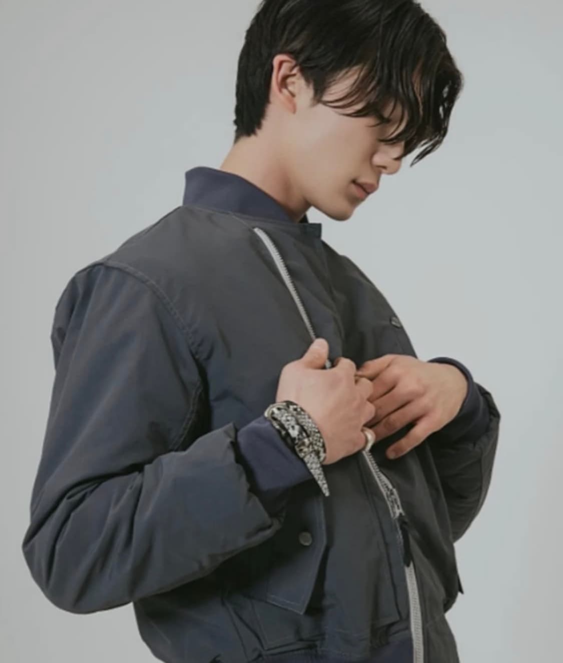 kyho 왁스 코티드 언발란스 ma-1 더스티 그레이 M 상품이미지1