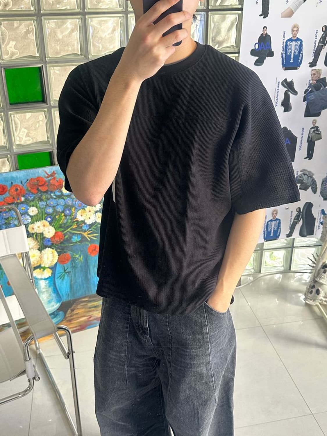 DRY WAFFLE OVERSIZE HALF SLEEVE TEE  상품이미지1