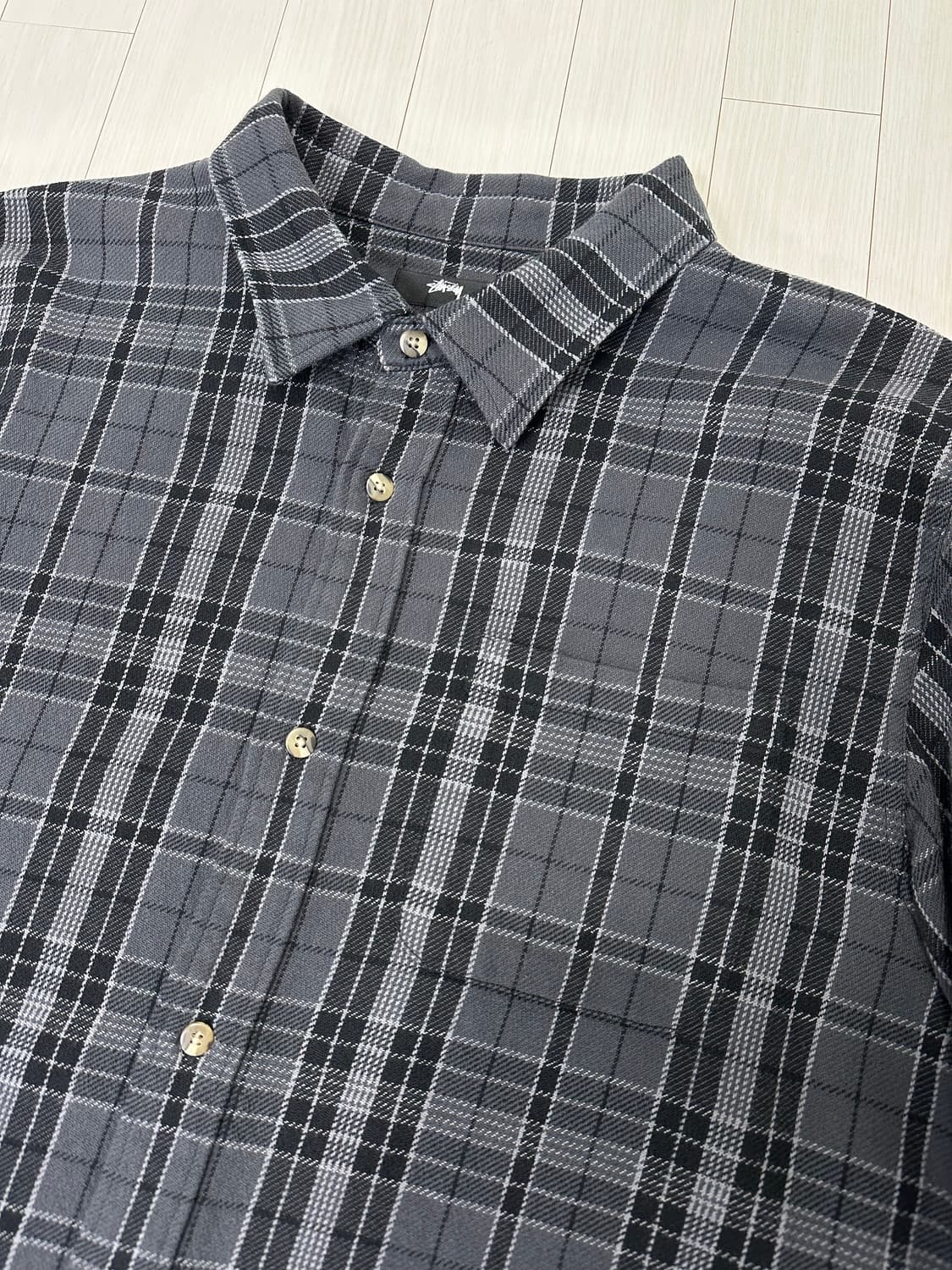 [XL] 스투시 스톤 플레이드 셔츠 블랙 상품이미지2