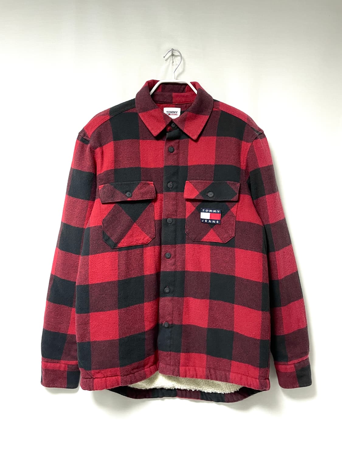 타미진스 남성 루즈핏 뽀글이 안감 셰르파 플란넬 체크 셔츠 자켓 _ 레드 상품이미지1