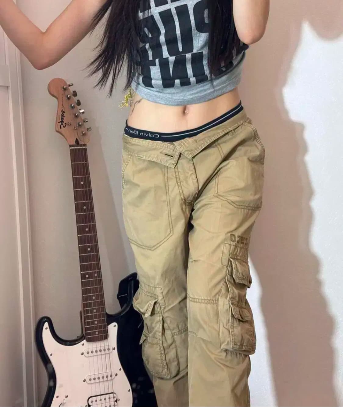 y2k 빈티지 베이지 카고팬츠 상품이미지3