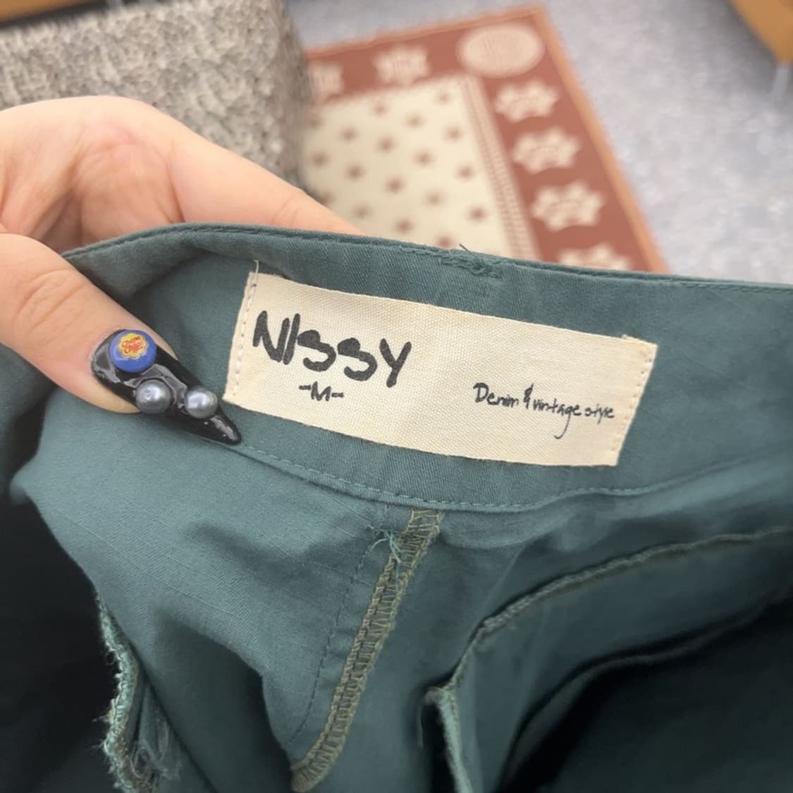 빈티지 스트릿 힙합 민트 그린 스트랩 카고팬츠 M C08824 상품이미지5