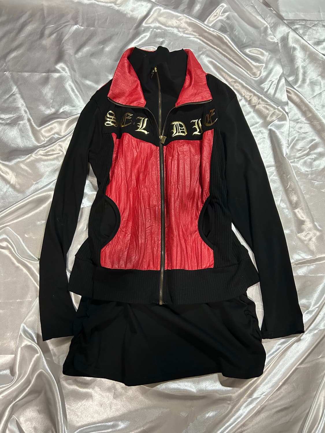 black&red layered zip-up 상품이미지1