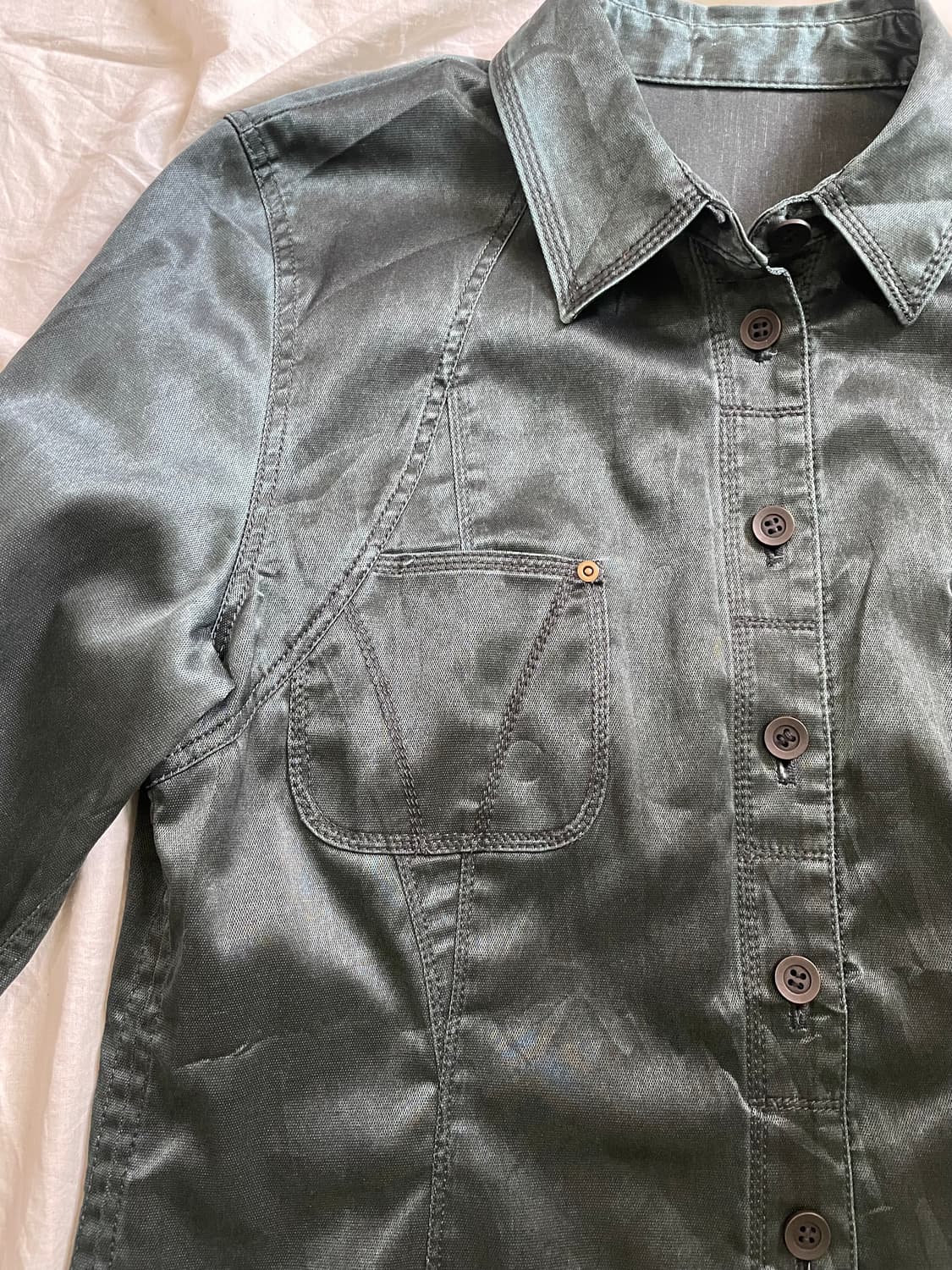 빈티지 워싱 코팅 셔츠 자켓 (광택감)  상품이미지4