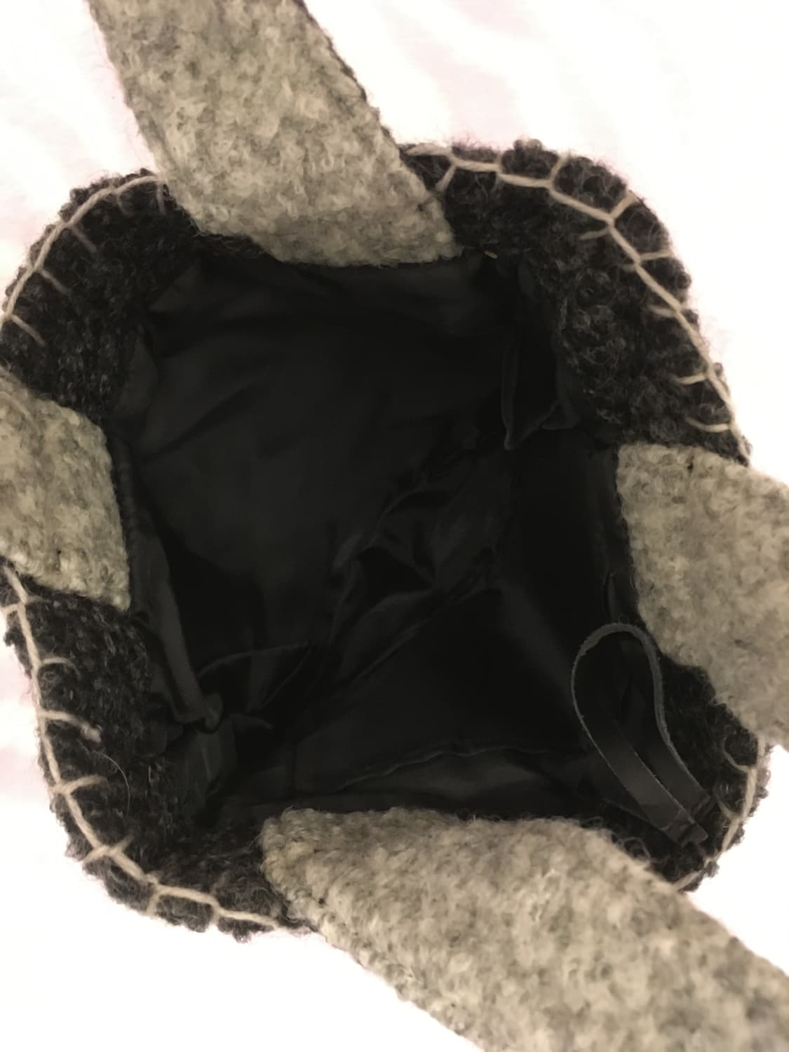 차콜 도트 고양이 펠트 핸드백 토트백 모리걸 겨울 가방 갸루 상품이미지3