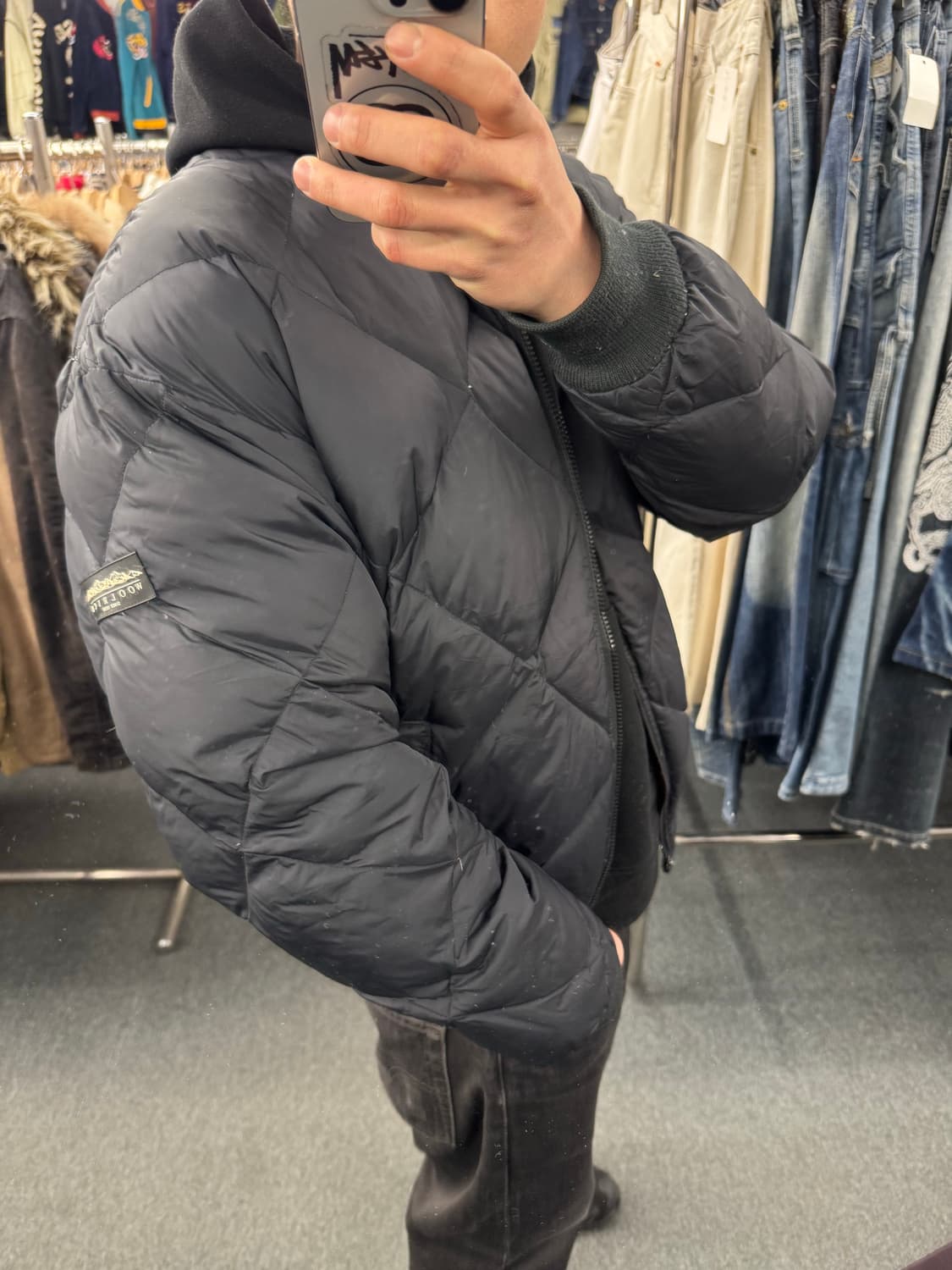 S)울리치 빈티지 다이아 패턴 퀄팅 패딩(지퍼X) 상품이미지2