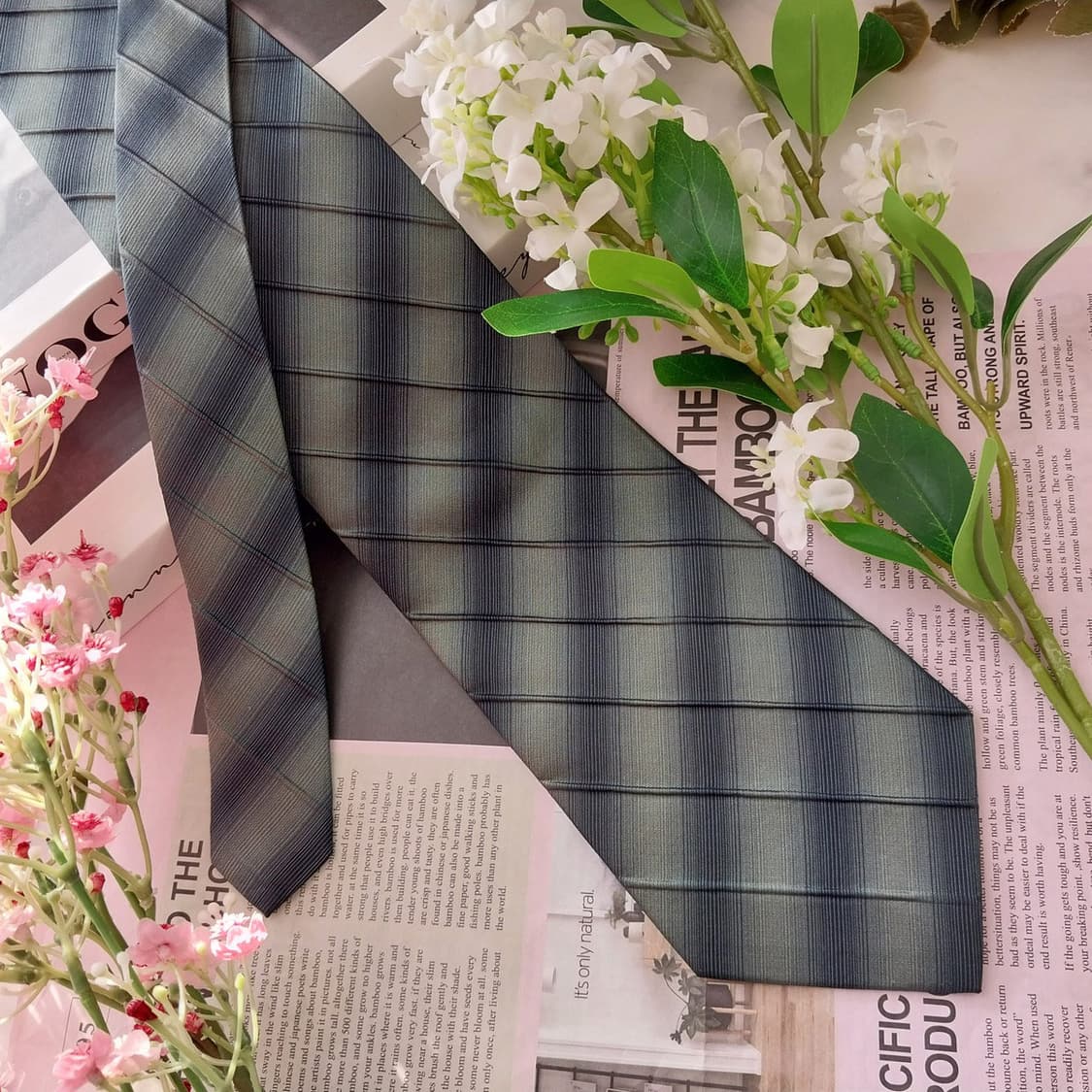 소니아리키엘 실크 그린 스트라이프 넥타이 9.9cm A+등급 K1552
 상품이미지3