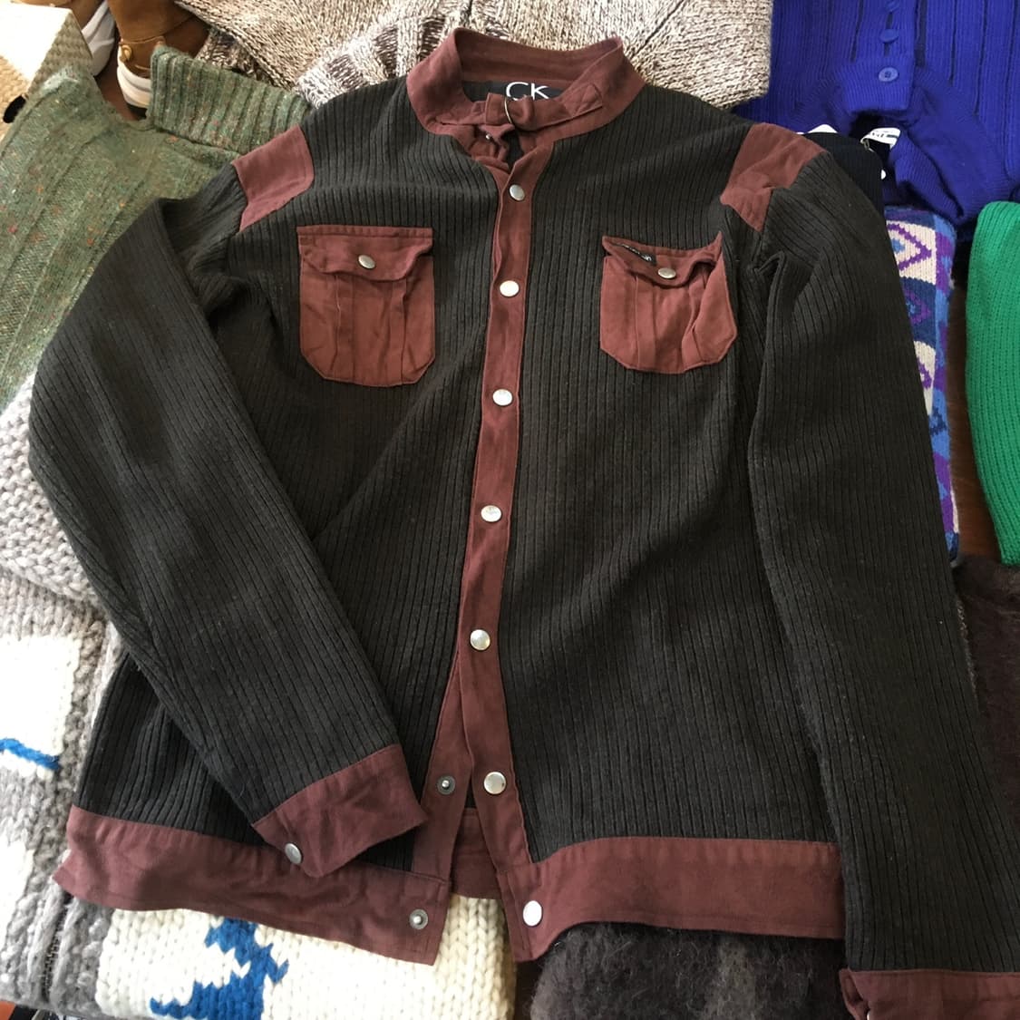 캘빈 클라인 넥 후크 니트 집업 자켓 상품이미지2