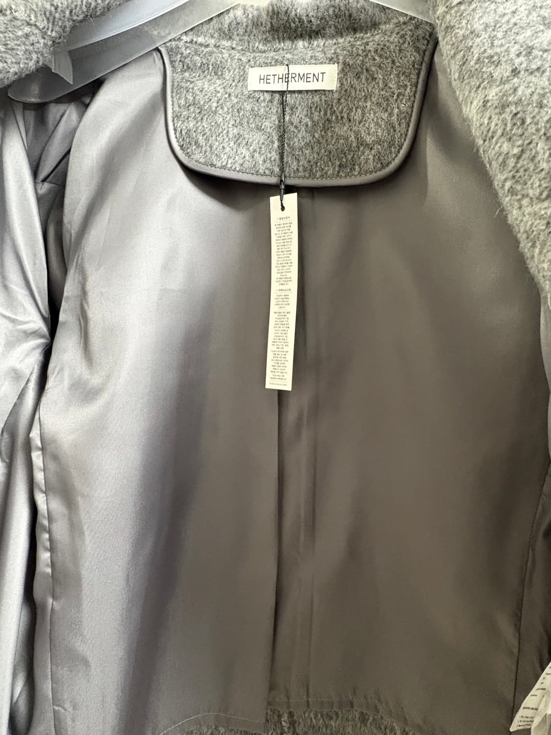 헤더먼트 실크 블렌디드 하프코트 차콜 상품이미지3