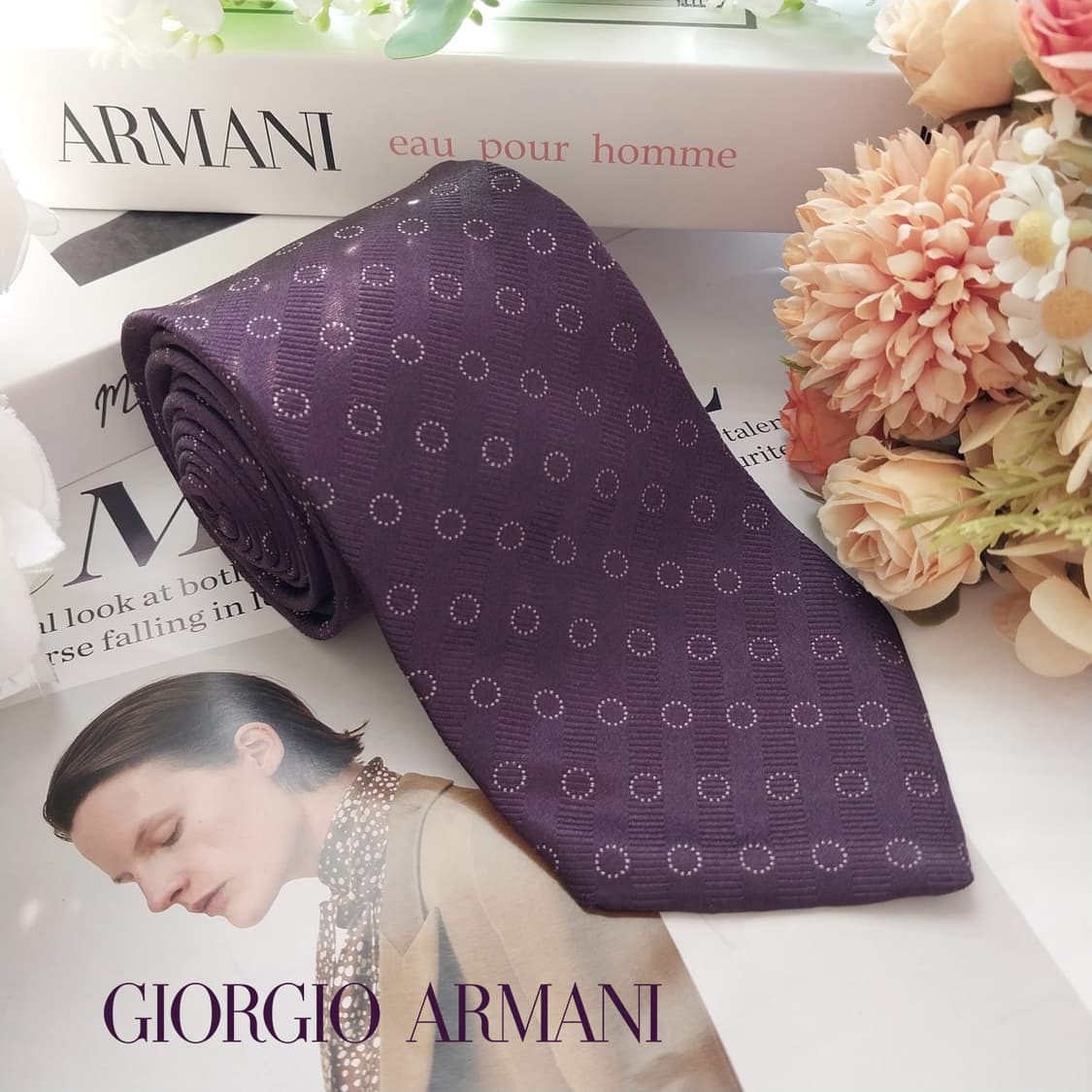 조르지오 아르마니 실크 퍼플 패턴 넥타이 9.2cm A+등급 K1747
 상품이미지2