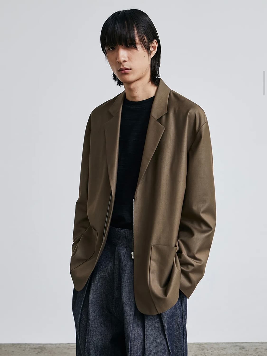 로드존그레이) Casual Zip Jacket Khaki Brown M 상품이미지5