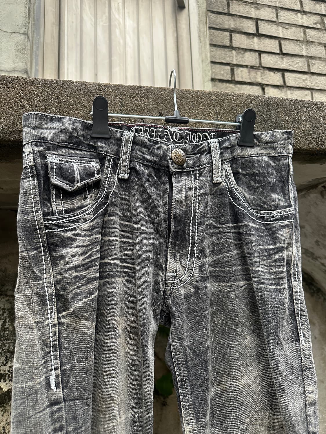 Vintage skull point gray washing jeans 상품이미지6