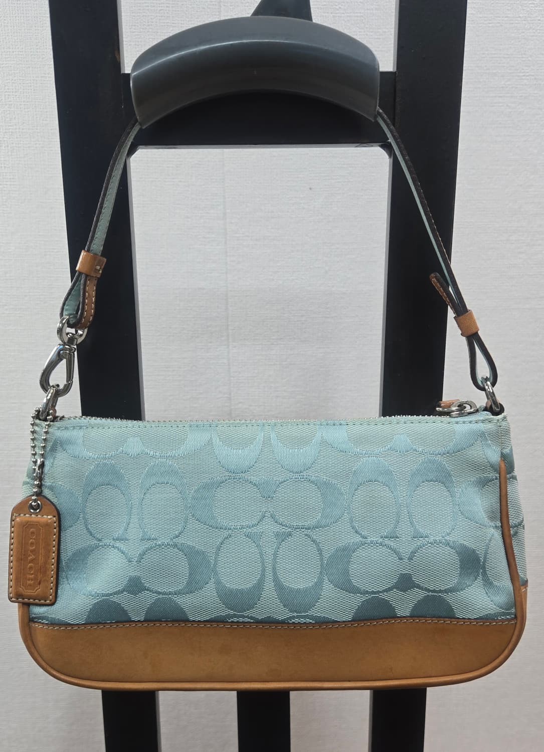 코치 레어 컬러 코치 코치 액세서리 파우치 라이트 블루 Y2K 보트형 상품이미지1