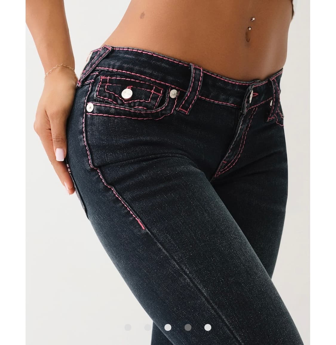 트루릴리젼 핑크스티치 부츠컷 팬츠 갸루 y2k 상품이미지2