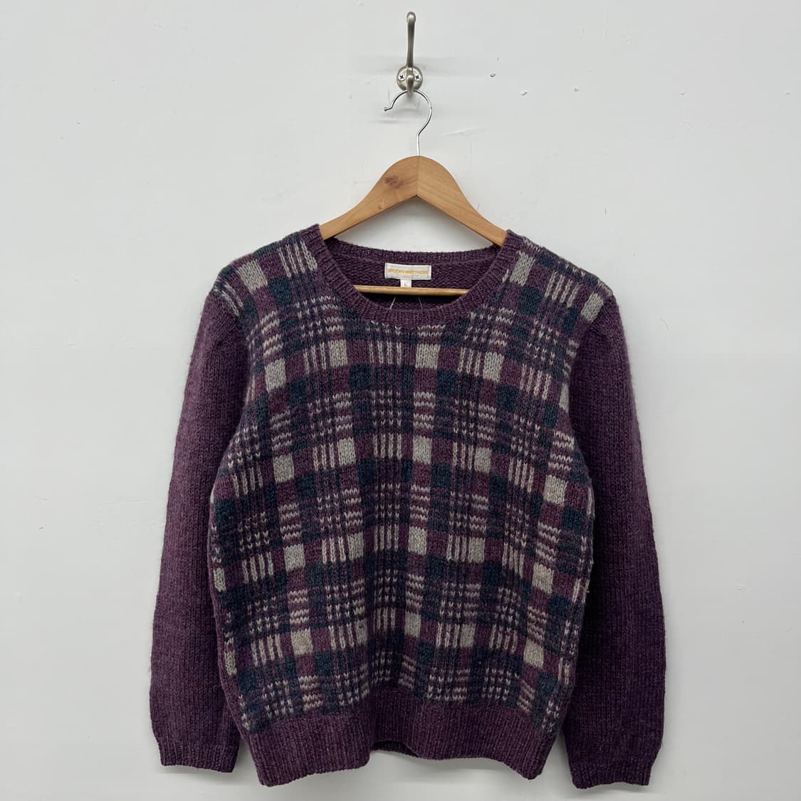 브룩스브라더스 체크 패턴 니트 여L 상품이미지1