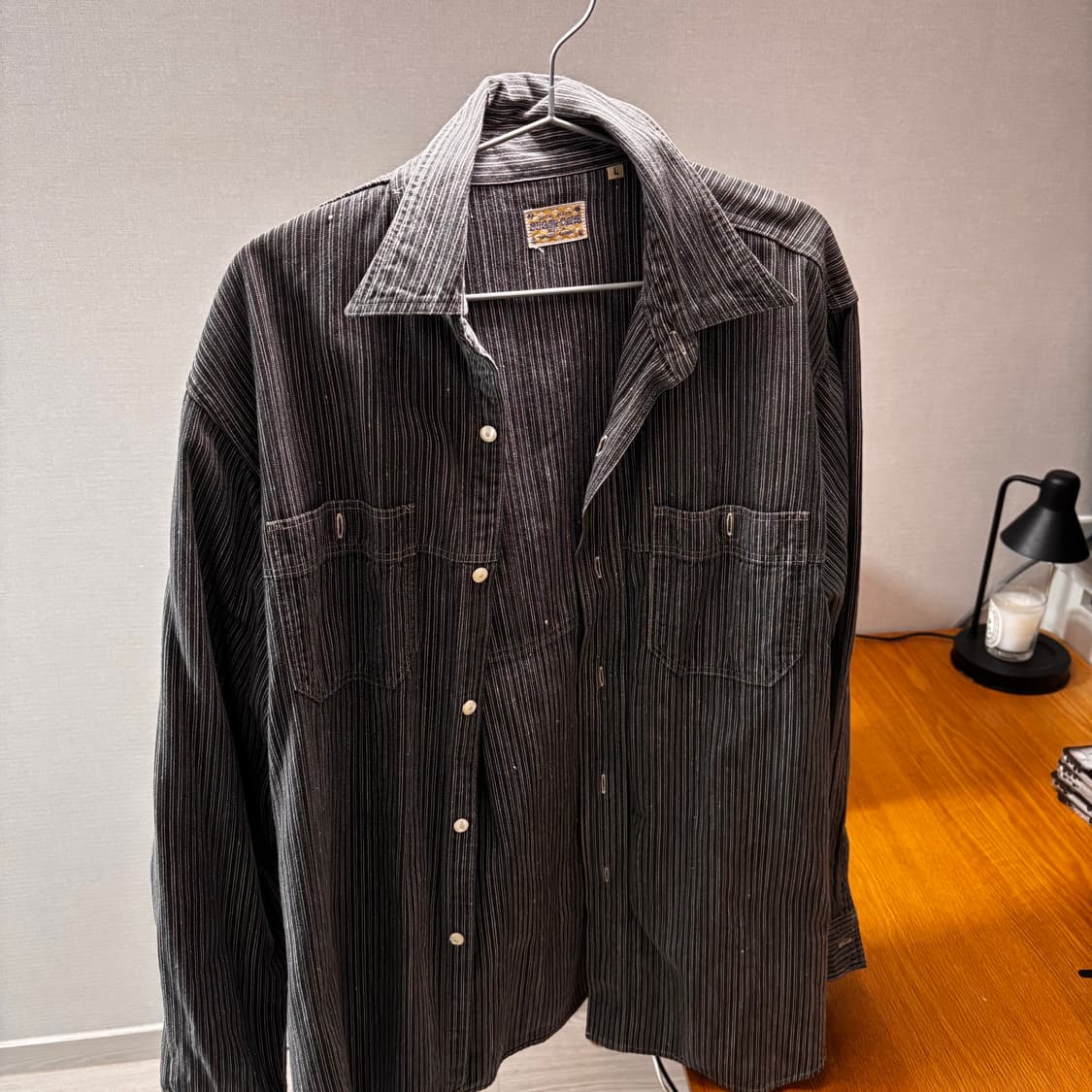 슈가케인 세로 스트라이프 워크셔츠 상품이미지1