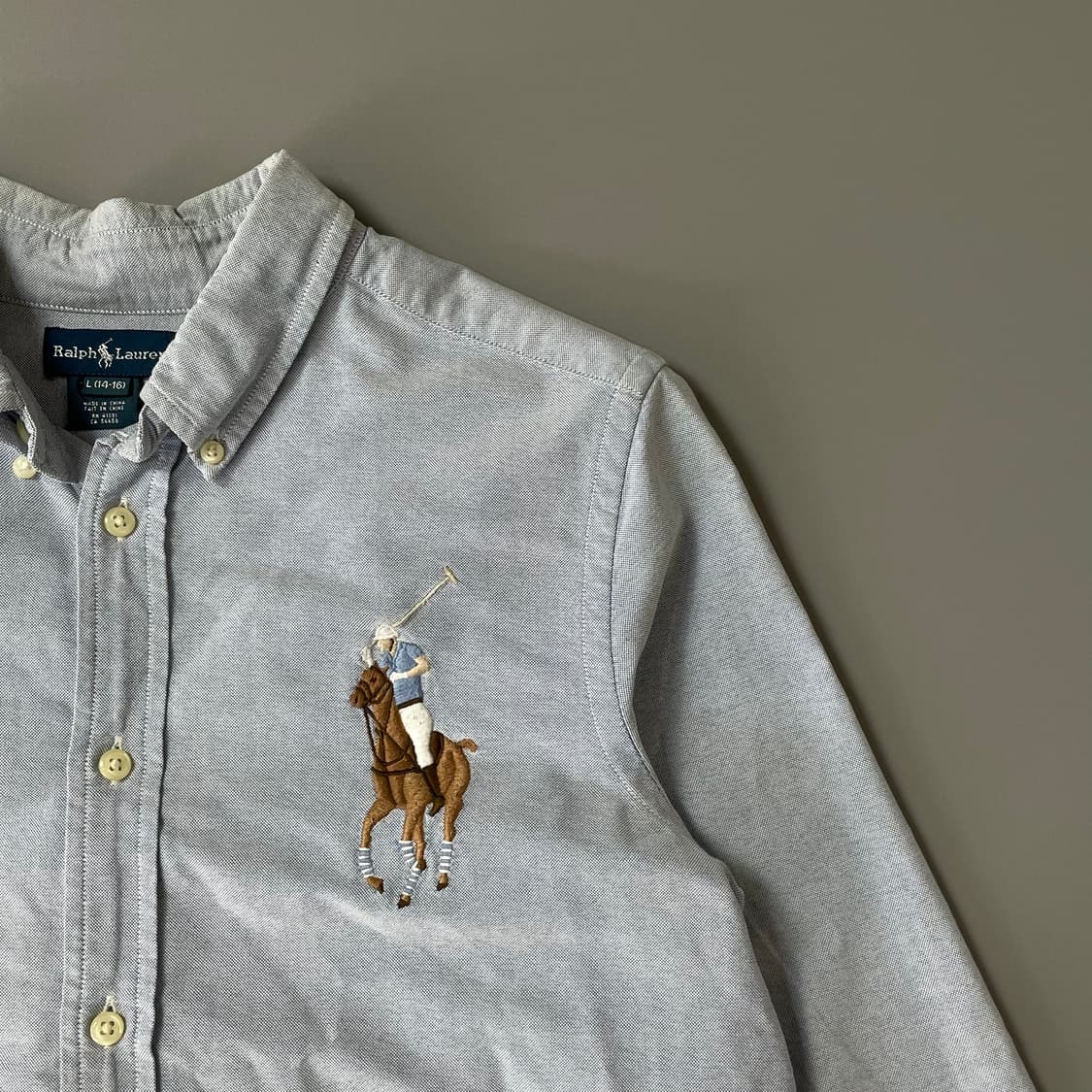 (44) 폴로랄프로렌 옥스포드 블루 빅포니 셔츠 보이즈L 상품이미지3