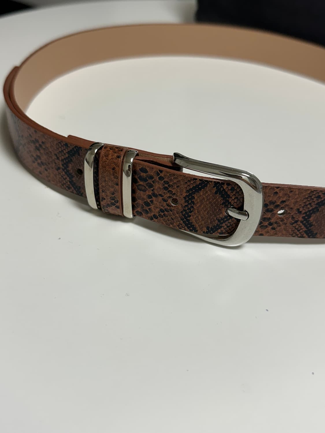 Oribell 뱀피 파이톤 가죽 미니멀 가죽 벨 상품이미지3