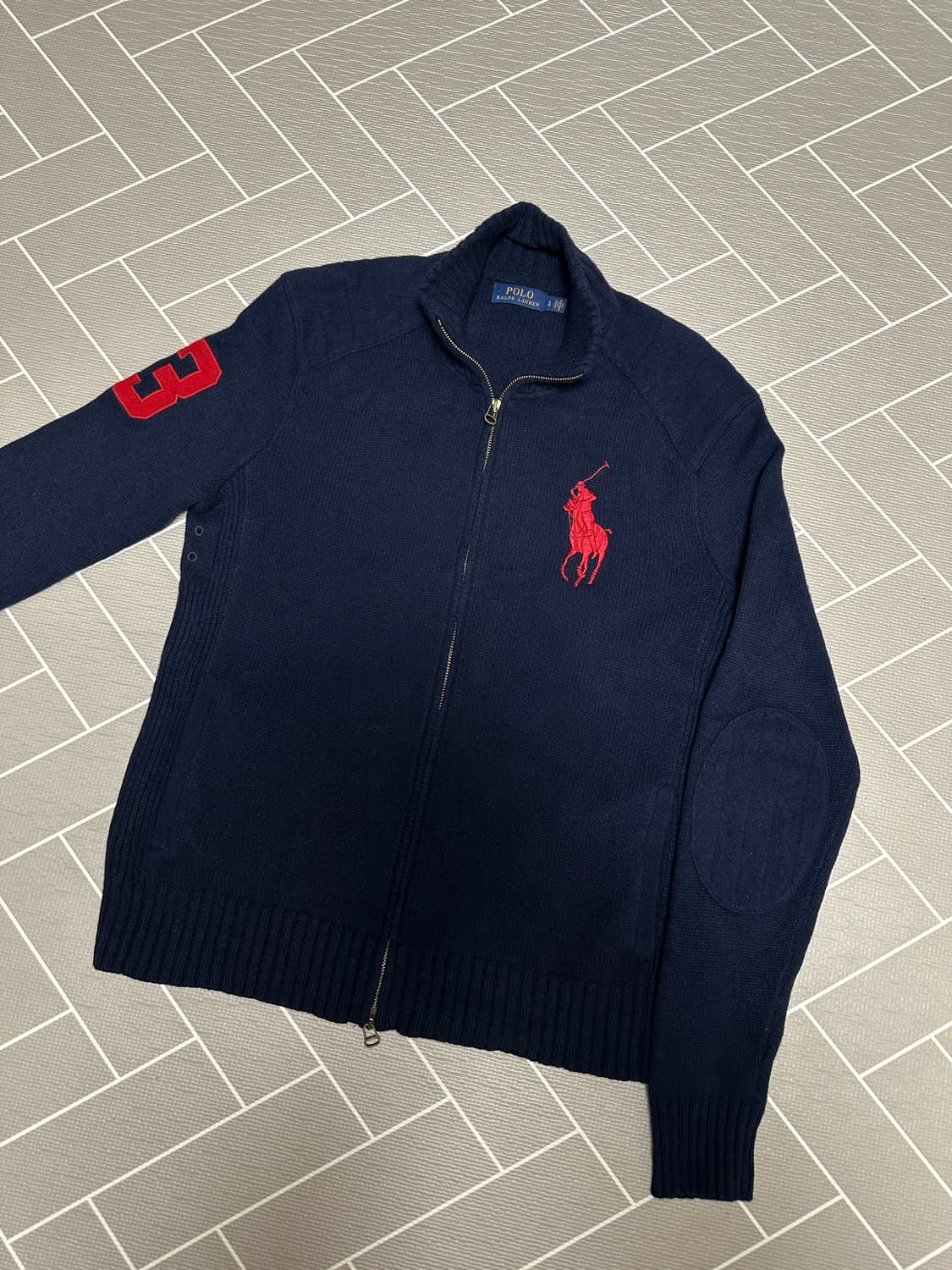 폴로 빅포니 니트집업 네이비 상품이미지2
