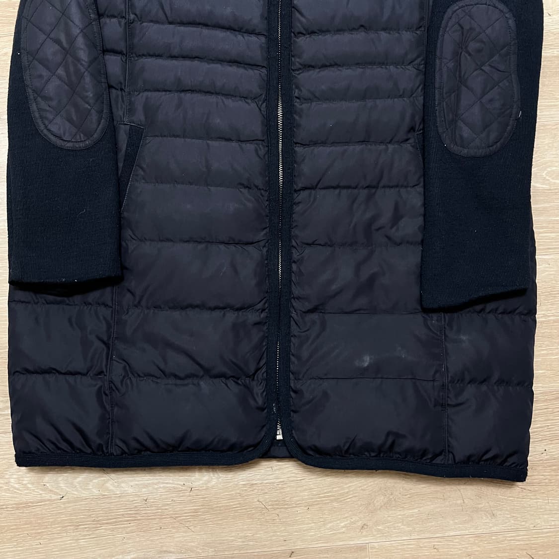 지고트 여성 구스다운 니트 배색 경량 롱패딩 [블랙] 88-90-160 상품이미지3