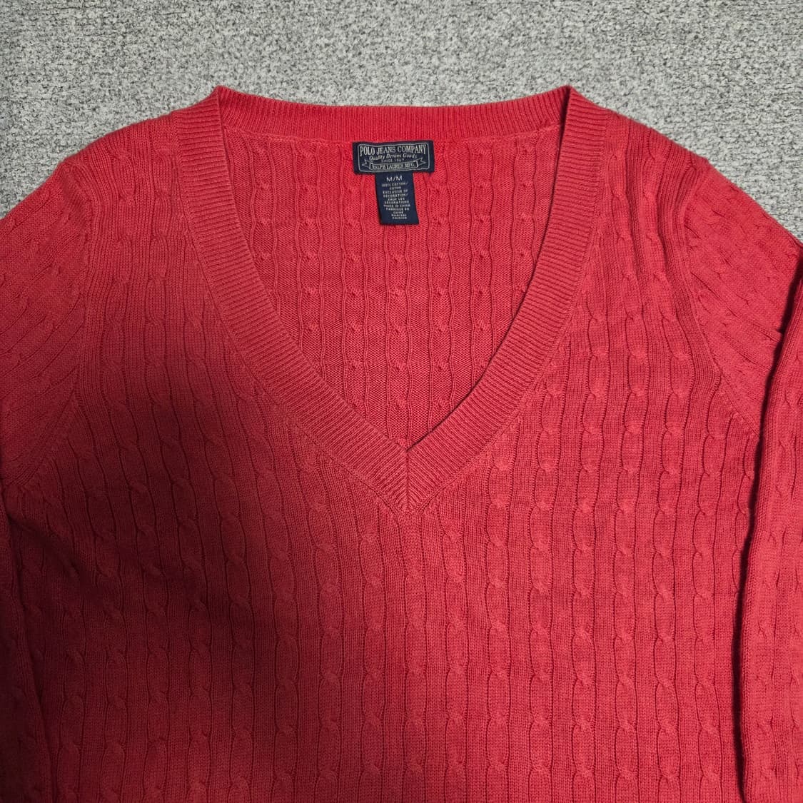 Polo Jeans 폴로 진스 v넥 니트 M 레드 상품이미지2