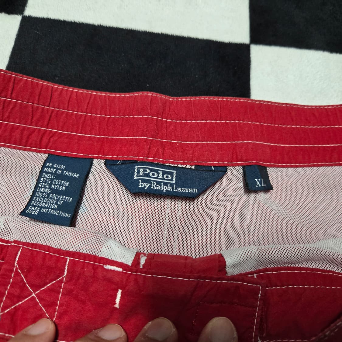 XL 폴로랄프로렌 90s 샤크 엠브로이드 스윔팬츠 레드 수영복 상품이미지3